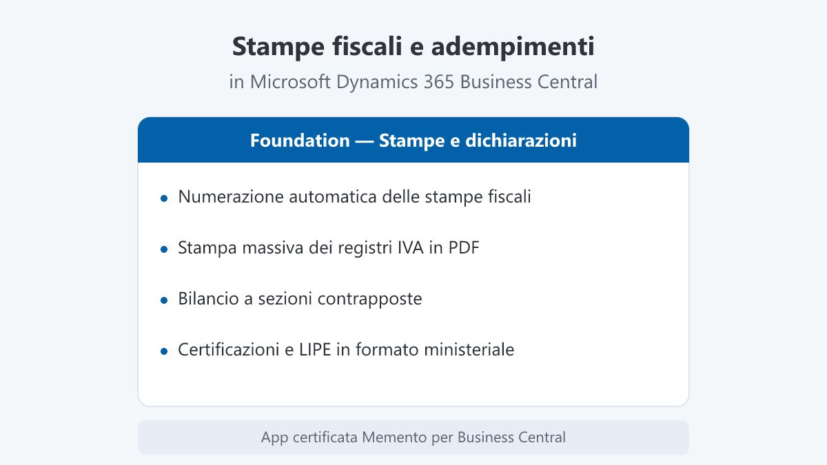 Stampe fiscali con Foundation: numerazione automatica, stampa massiva in PDF, bilancio a sezioni contrapposte